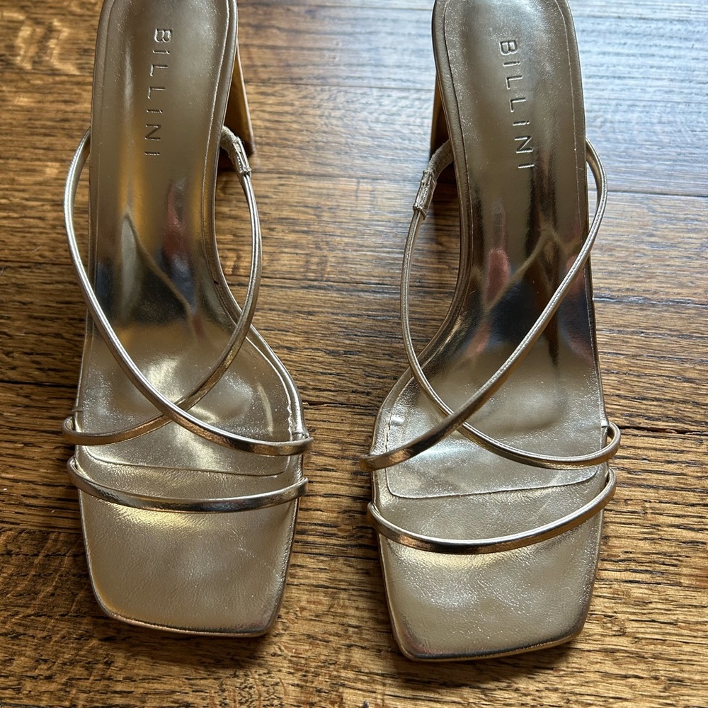 Billini Metallic Gold Strappy Heels